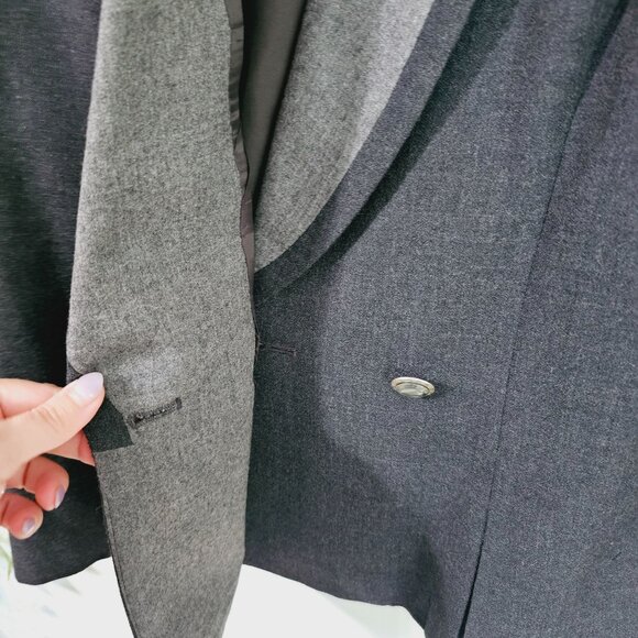 Vintage Kasper A.S.L. Womens Wool Blazer Sz 16 Chain Detail Gray & Black《907》J - Picture 4 of 9
